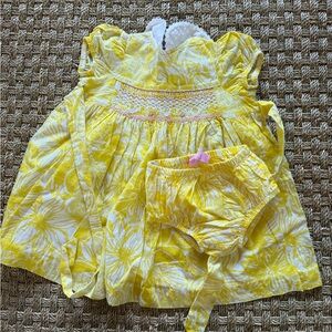 Lilly Pulitzer Yellow Floral Baby Dress with Bloomers
